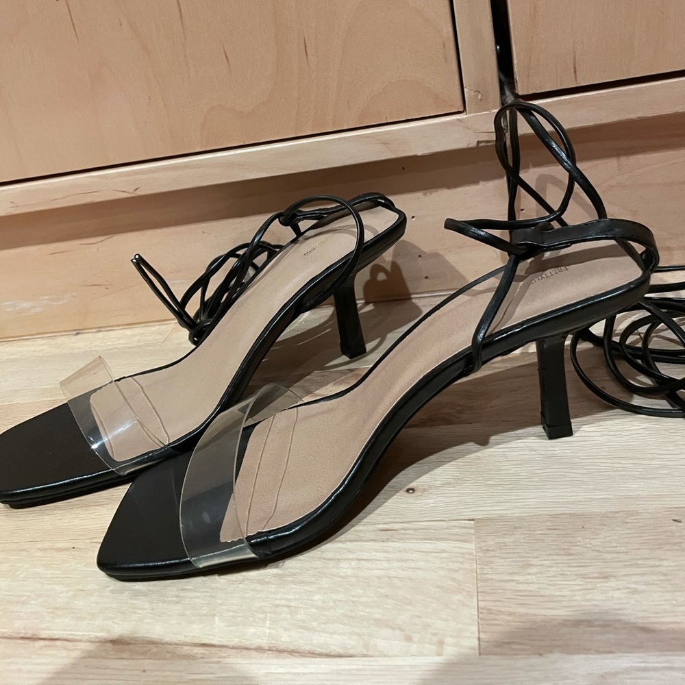Pretty little thing lace up heels. 3 inch heel worn once, excellent condition